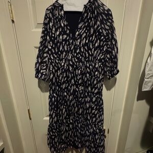Navy and White Amanda Uprichard midi dress